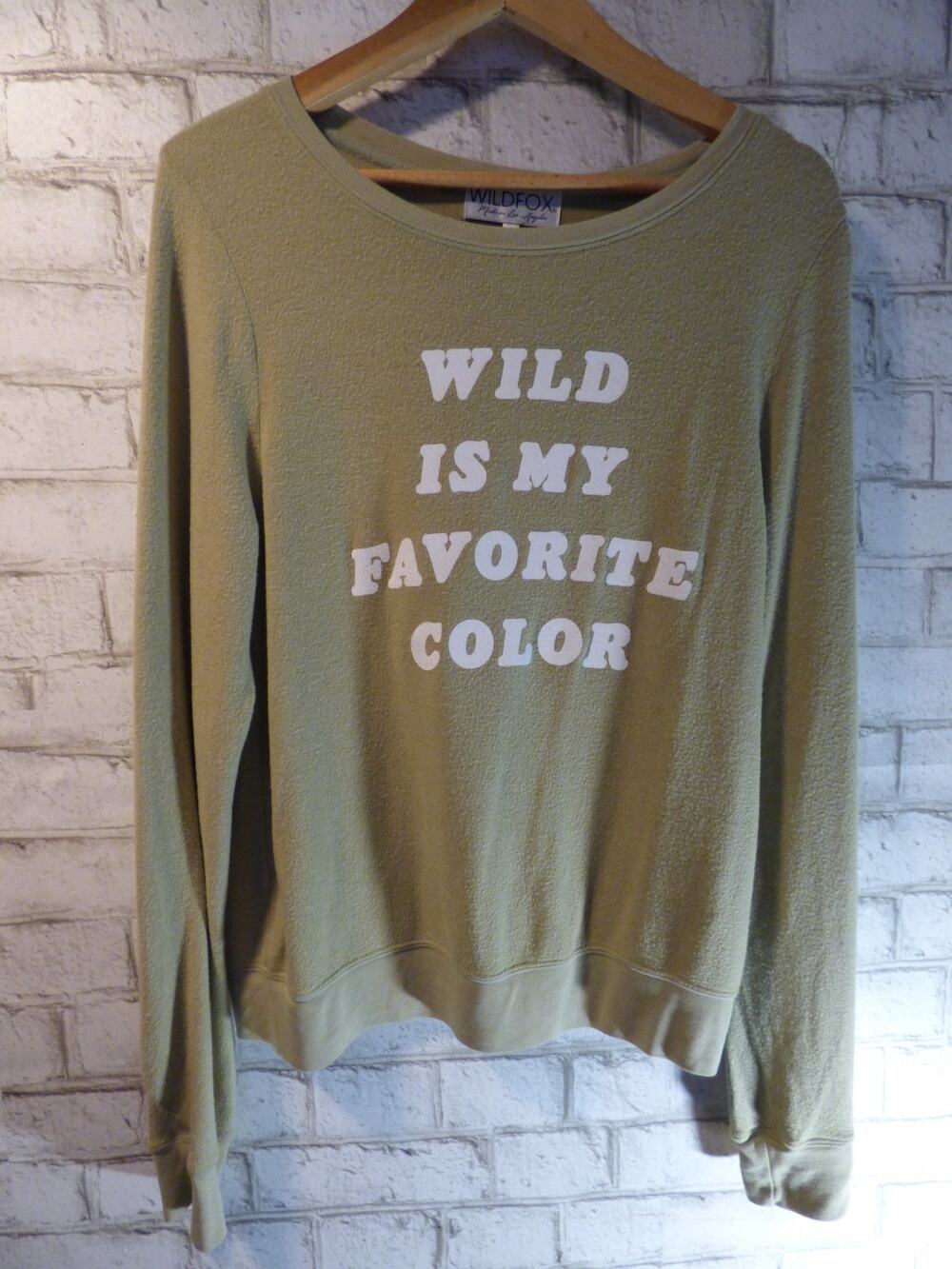 Wildfox Wild Is My Favorite Color Basil White Sweatshirt Small NEW